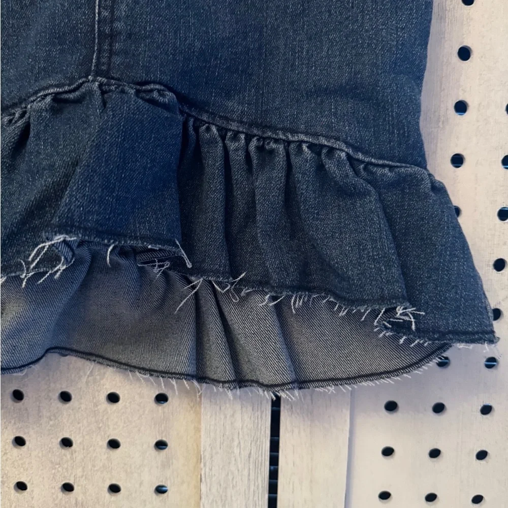 Cat & Jack Denim Ruffle Skirt Raw Hem Layered Girls XS 4/5 Trendy Boho